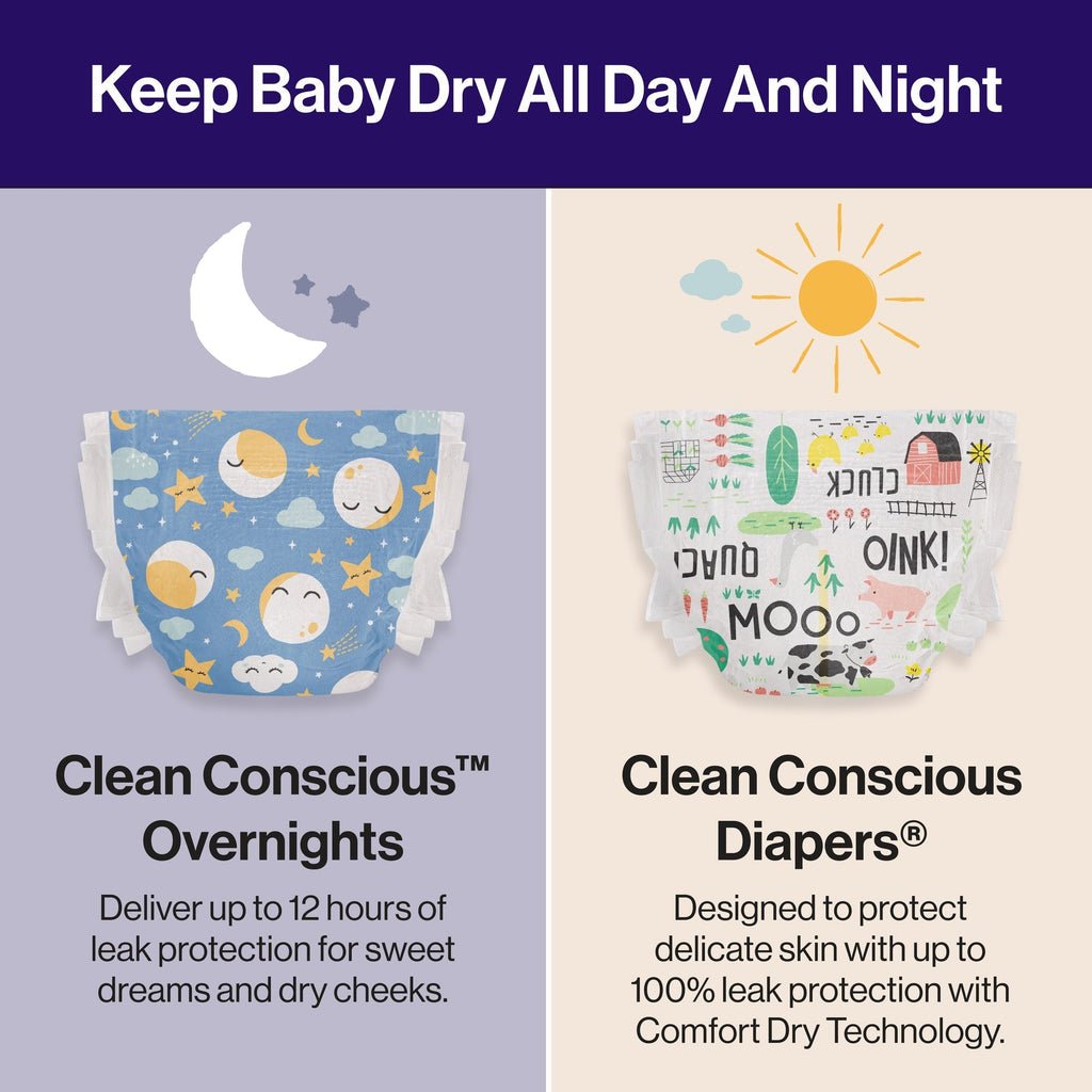 Clean Conscious™ Overnight Diapers, Star Signs, Size 6