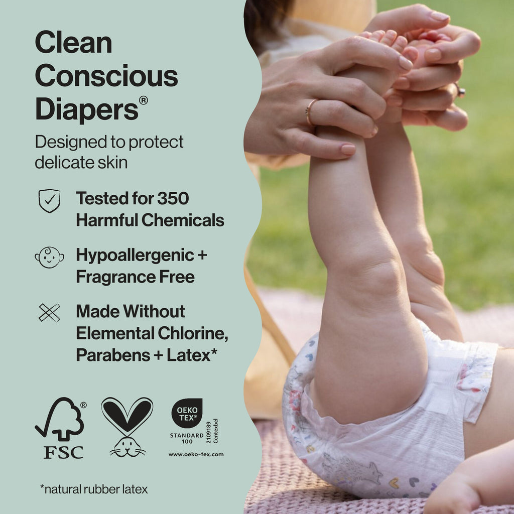 Honest Clean Conscious Diaper®, Pattern Play, Size 7
