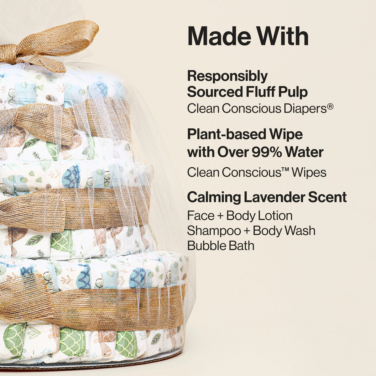 Diaper Cake, Turtle Time, Deluxe