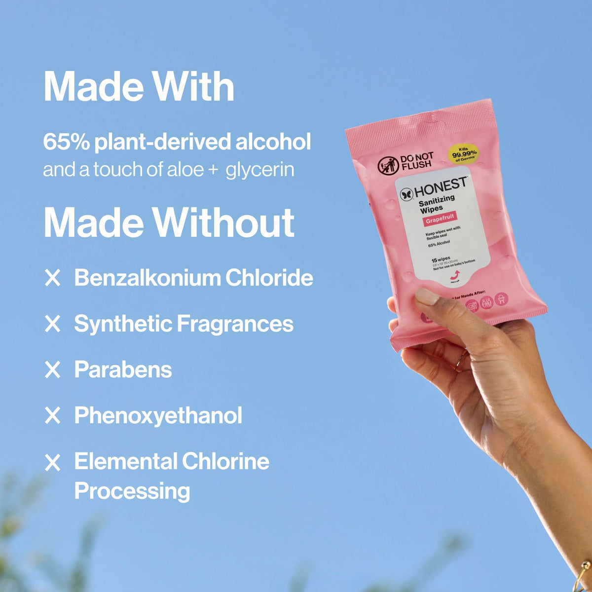 Sanitizing Alcohol Wipes, Grapefruit Grove, 15 Count