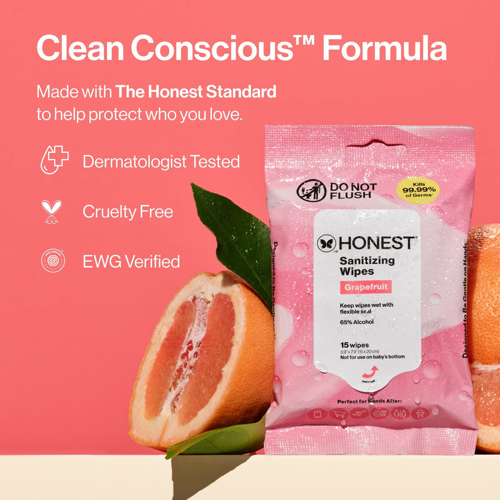 Sanitizing Alcohol Wipes, Grapefruit Grove, 15 Count